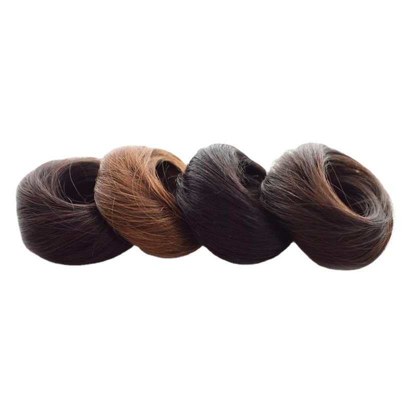 Cabeza de bola de fibra química banda de pelo peluca tocado flor cuerda de goma elástica banda de pelo recto cuerda de pelo humano Real Fábrica de pelo al por mayor mullido