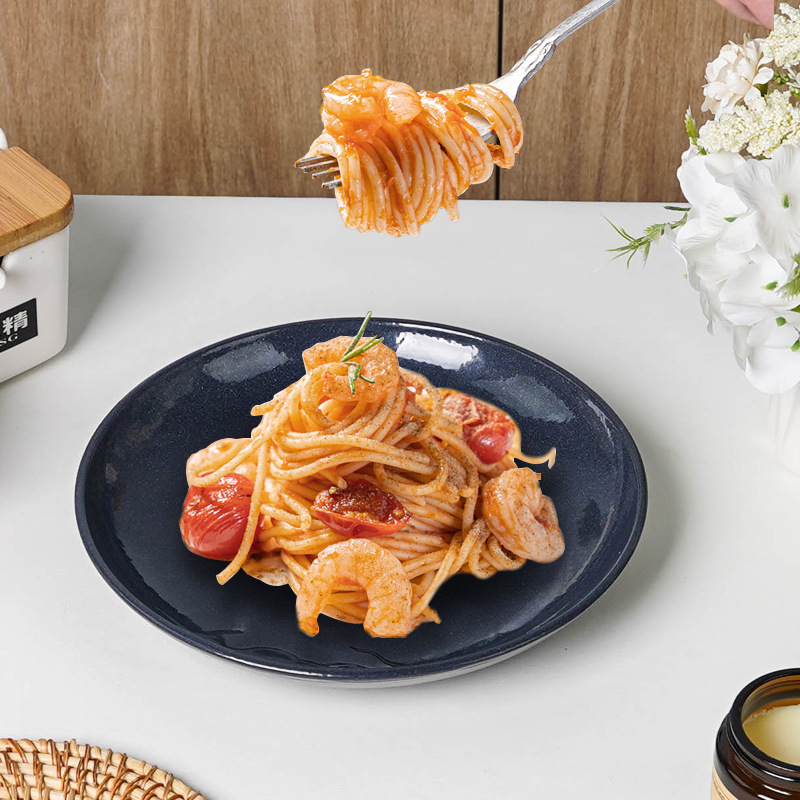 Pequeña felicidad hierro fundido esmalte 22cm placa de cocción Placa de ensalada de carne Placa de barbacoa Placa de envoltura comercial para platos del hogar