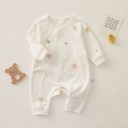 Newborn clothes spring and autumn long-sleeved one-piece butterfly clothes crawling clothes Korean style baby clothes pure cotton baby clothes