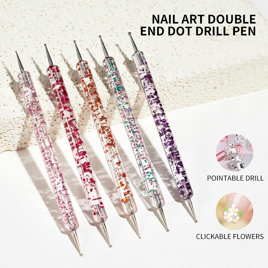 Description Picture 5 of item5Pcs/set Nail Art Dotting Pen Crystal Beads Handle Dual-ended Drawing Painting Rhinestones Picking Tools Manicure Nail Dot Pen