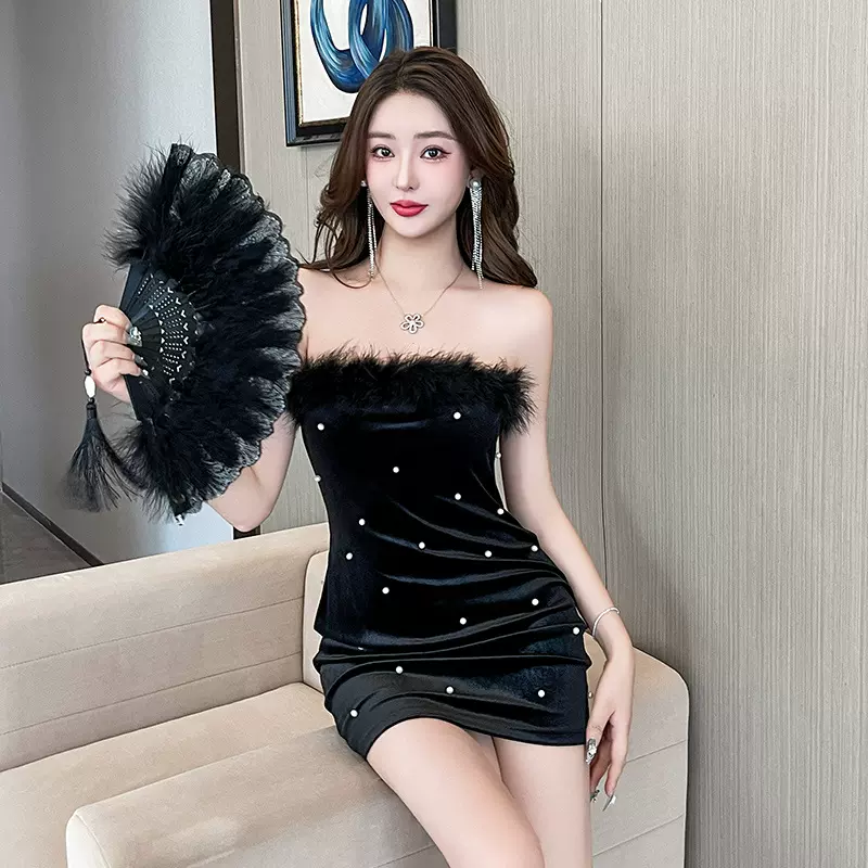 夜场性感连衣裙礼服夜场会所低胸显瘦气质女装修身酒吧ktv晚礼服