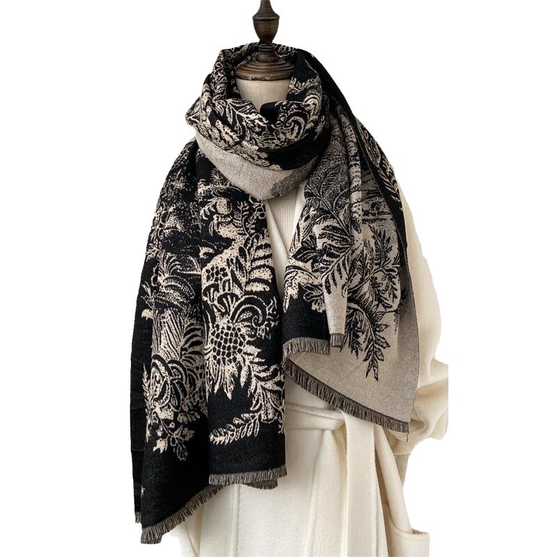 Autunno e inverno nuovi dipinti di paesaggi elegante moda sciarpa scialle lusso donna imitazione cashmere caldo collo_voghion.com