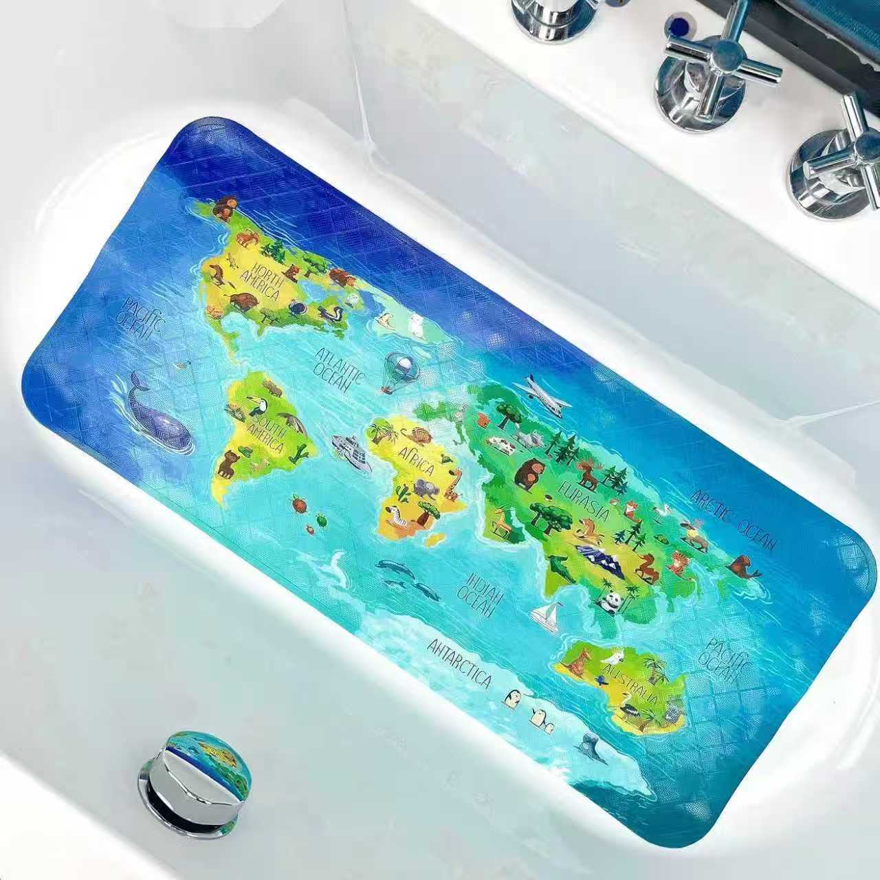 Alfombrilla antideslizante para baño con diseño de océano de dibujos animados para niños de Amazon, alfombrilla antideslizante para piscina, baño, alfombrilla antideslizante