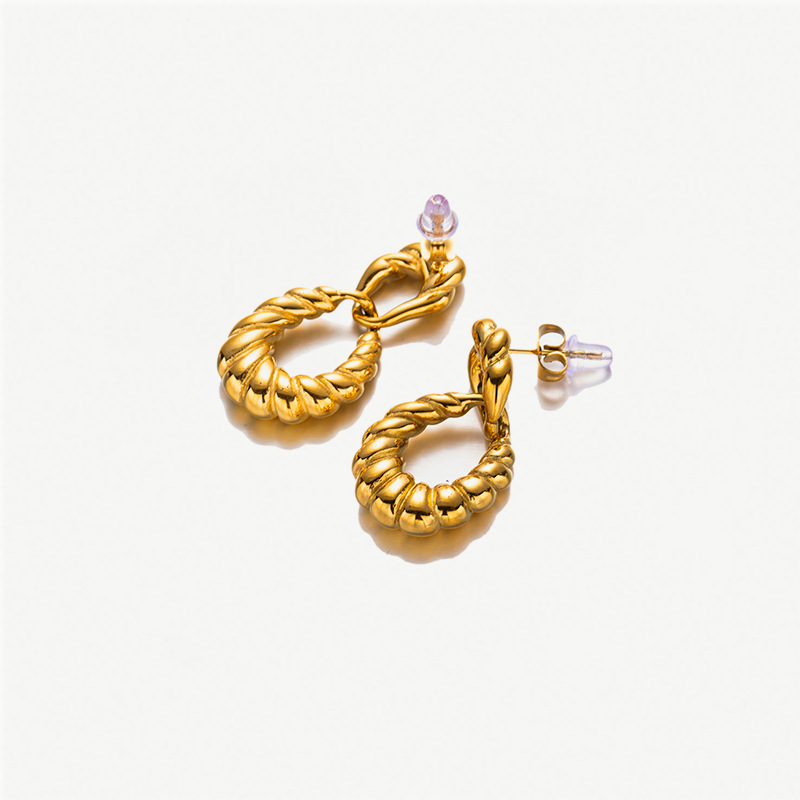 Taina Omeiins personalidad moda moda 18K oro acero inoxidable torcido pendientes pendientes pendientes para mujeres