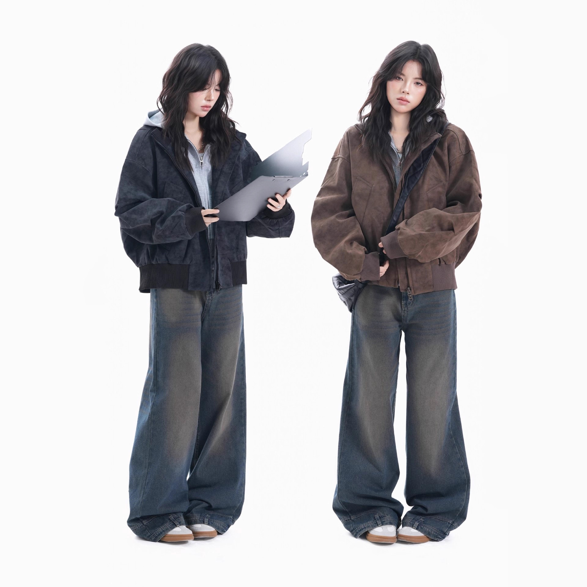 American Street Style Biker Pu Leather Jacket for Women with a Unique Design, Loose-Fitting Flight Jacket