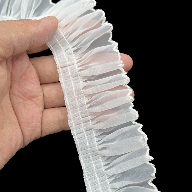 New Black Organza Wrinkled White Fungus Pleated Decoration Exquisite Lace Children's Clothing Accessories Curtain Edge Strips