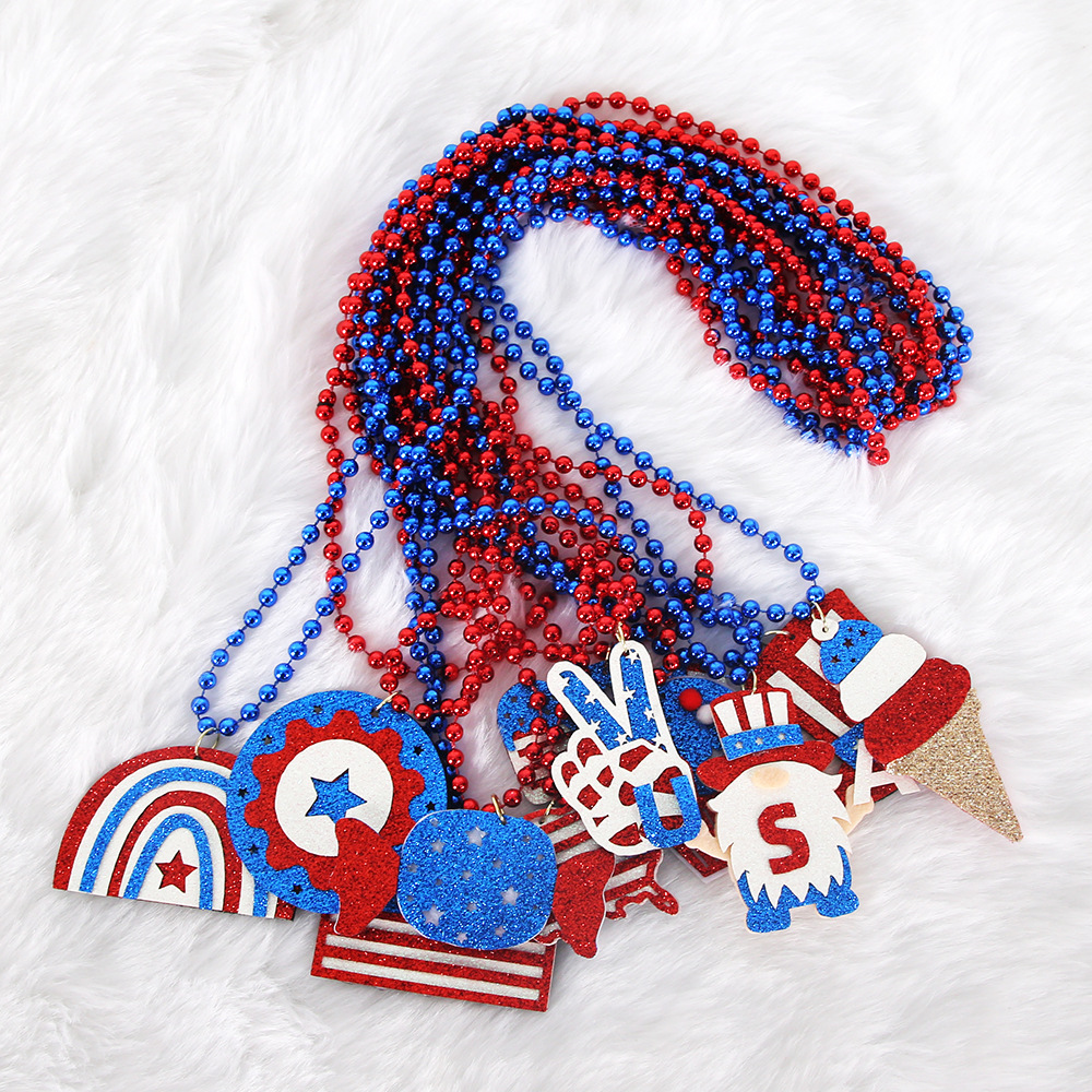 Nuevo collar del Día de la Independencia de Estados Unidos collar colgante de bandera de Estados Unidos decoración de fiesta de plástico chapeado collar