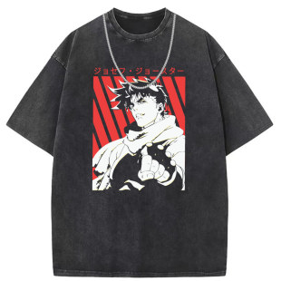 Vintage distressed vintage cotton printed short sleeve T-shirt cross-border fashion plus size original custom