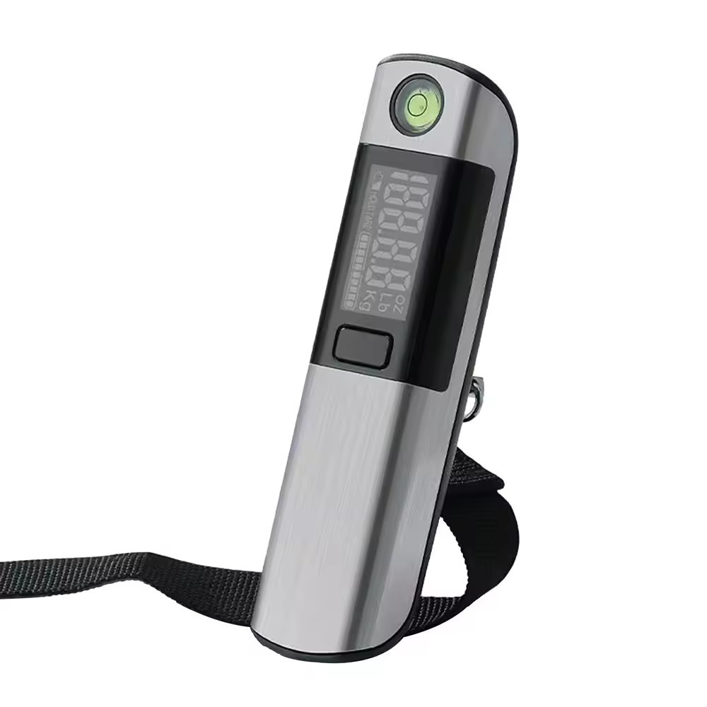 50kg Stainless Steel Portable Electronic Scale Tape Measure Handheld Household Luggage Weight Aircraft Scale Suitcase Parcel Delivery Fishing