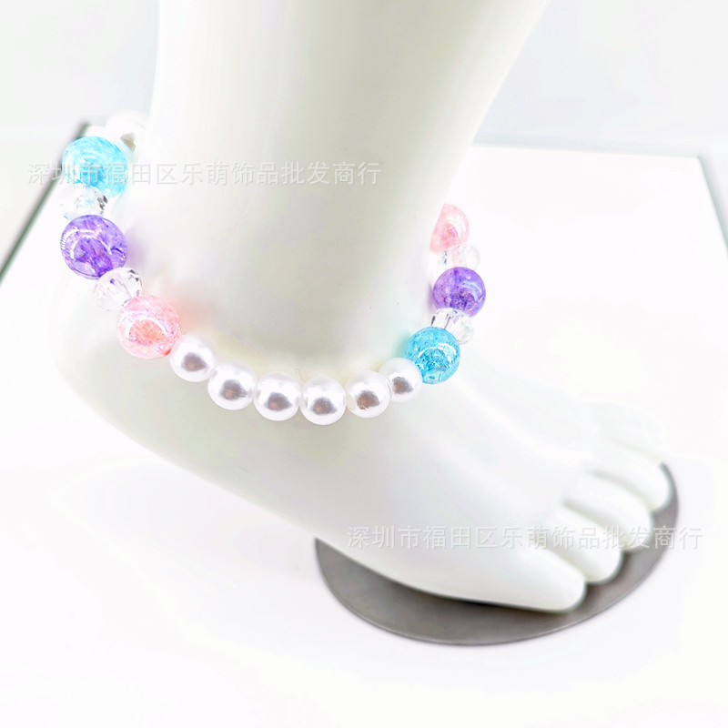 파란색, 보라색, 분홍색 버스트 비드 발찌 3개