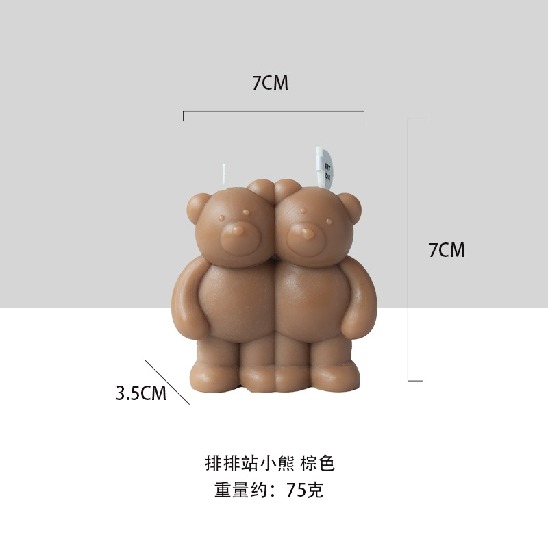 Venta caliente dos velas en forma de oso lindo ins decoración cumpleaños regalo de dibujos animados animal creativo interesante