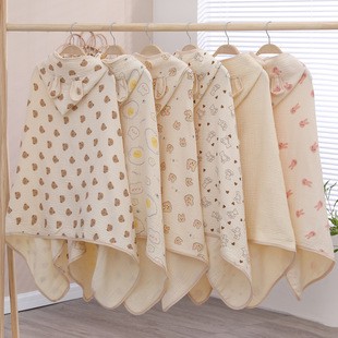 Four-Layer Cotton Gauze Children's Cloak Bath Towel Baby Hooded Swimming Wrap for Boys and Girls Warm Bathrobe Cloak Wholesale