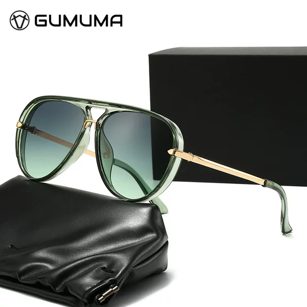 New cross-border European and American fashion sunglasses all-match popular internet red same style large frame frog glasses retro fluorescent green sunglasses