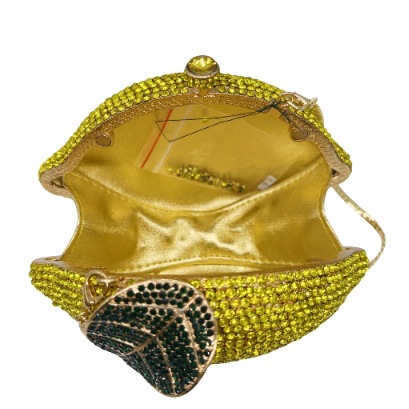 Bolsa de cristal transfronteriza con diamantes de diamante ligero de lujo limón estilo banquete de mano de mujer bolsa dura