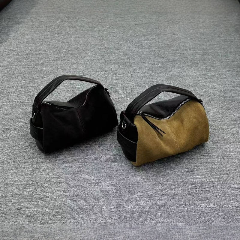 秋冬复古鹿皮磨砂手拎包2025高质感真皮hobo休闲百搭枕头包斜跨包|undefined