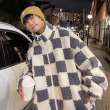 港风格棉衣大码男装士秋冬季情侣棉服宽松羊羔绒棉袄外套一件代发