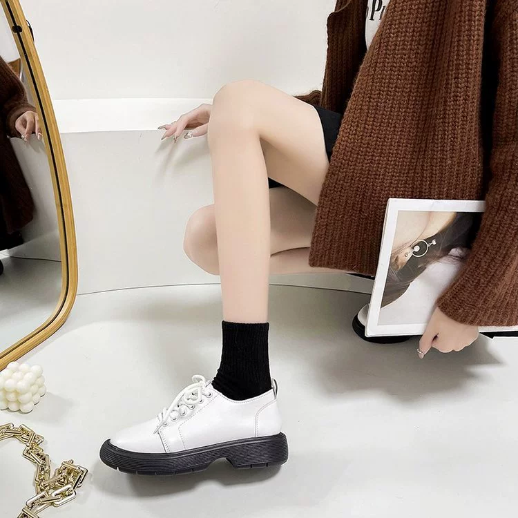 Мокасины в стиле ретро на толстой подошве, туфли на толстом каблуке в студенческом стиле, Женская Новая повседневная универсальная британская кожаная обувь, женская обувь, 2023