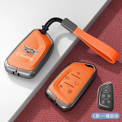 Ct5 Ct6 Atsl Xts – Car key bag - standard-type-c-one-click-start-emma-orange-zinc-alloy-shell-hand-strap