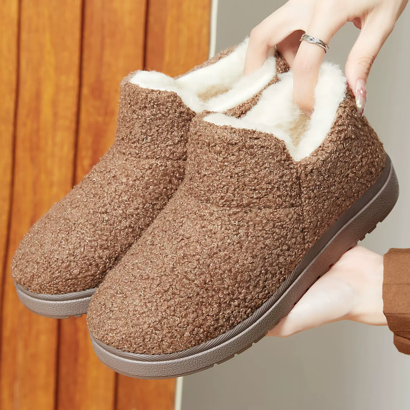 棉鞋加绒加厚鞋子女鞋新款时尚雪地靴软底保暖棉靴防寒高帮女靴