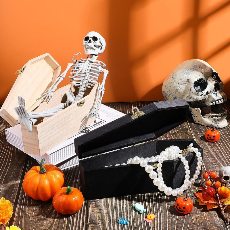 Paulownia creative coffin ring storage box Halloween decorative box spoof gift box desktop jewelry flip wooden box Paulownia creative coffin ring storage box Halloween decorative box spoof gift box desktop jewelry flip wooden box