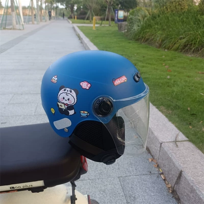 years old electric car motorcycle four: Motosiklet kaskı (dəbilqə) - white-long-navy-no-11-1-5-years-old-ear-protection-jz