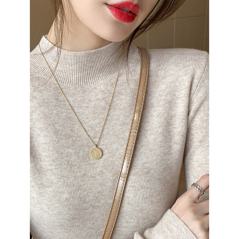 Knitted Knitwear Women's Half Turtleneck Bottoming Shirt Autumn and Winter Style Sweater Large Size Slimming Look New High-End Inner Top