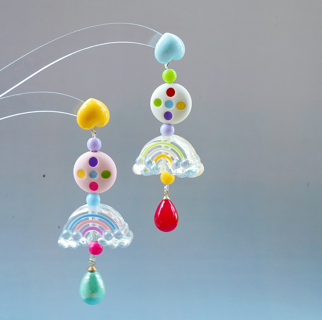 1 Pair Sweet Star Water Droplets Heart Shape Plastic Resin Drop Earrings display picture 5