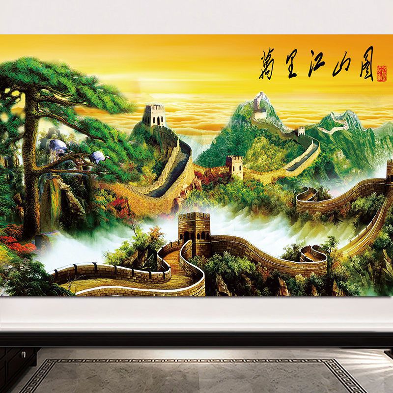 Wanli Jiangshan Boss Office Background Wall Hanging Painting Great Wall Jiangshan Duo Jiao Da Da Da Da Hong Tu Inspirational Feng Shui Wall Stickers