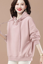 连帽卫衣女加绒加厚时尚休闲外穿上衣秋冬新款韩版宽松大码女装