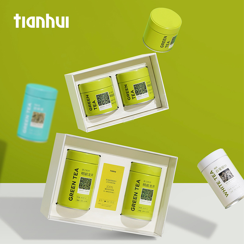 天汇茶叶包装密封保鲜罐礼盒圆铁罐开窗透明盖罐装礼品盒现货批发