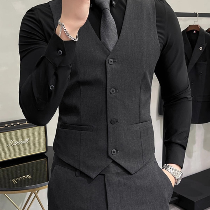 Slim-fit Suit Vest suit Men's Wedding Best Man Group Dress Business Casual plus size Work Clothes Vest Business Wear