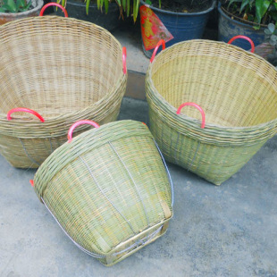 Round Large Bamboo Basket, Rice Basket, Grain Basket, Fruit Storage Basket, Happy Event Wedding Decoration, Bamboo Basket Container