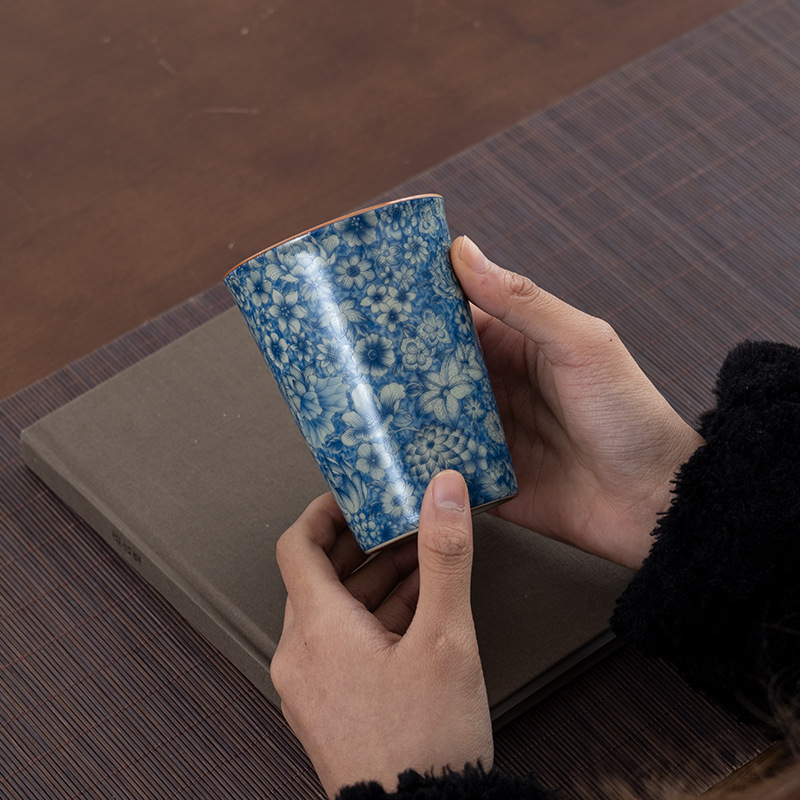 汝窯大唐寶相茶杯陶瓷主人杯個人專用大容量可樂杯功夫茶具單水杯