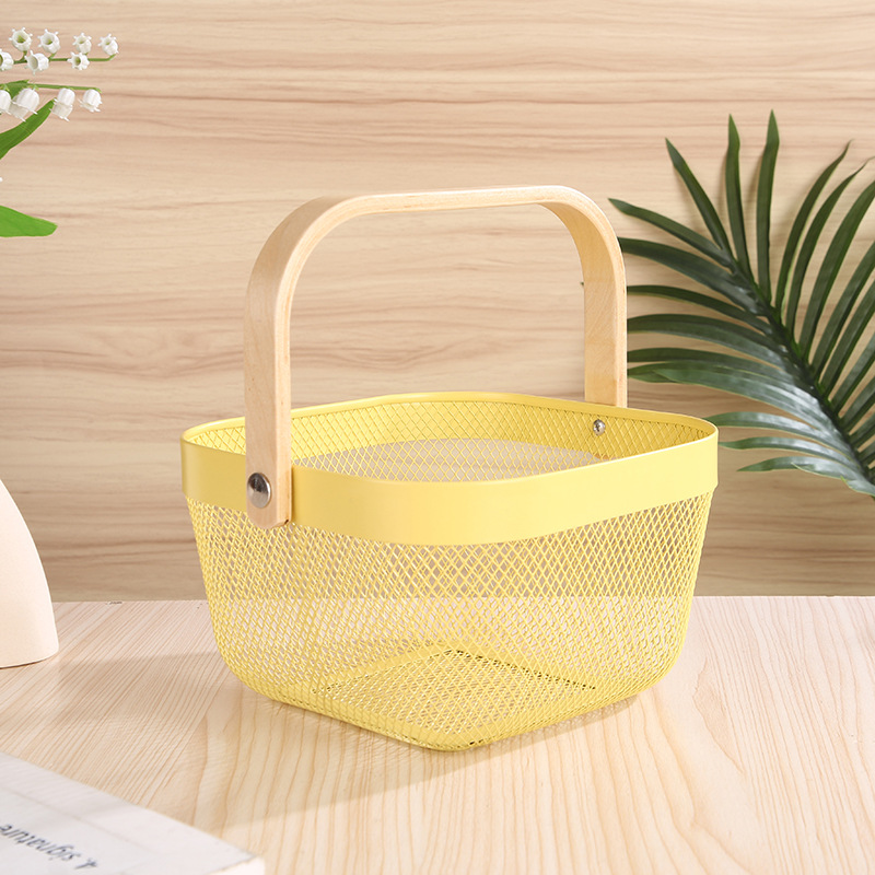 1051g Weight Storage Basket Storage & Cleaning 1 Piece Quantity Wood, Metal Material Color Block Pattern Nordic Style, Simple Style Style Multicolor Color Nordic Style Simple Style Color Block Wood Metal Storage Basket 10