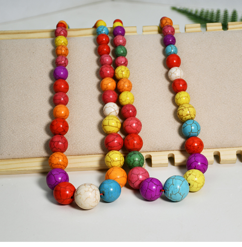 Retro Bohemian Ethnic Style Round Colorful Beads String Necklace Female Jewelry Wholesale display picture 2