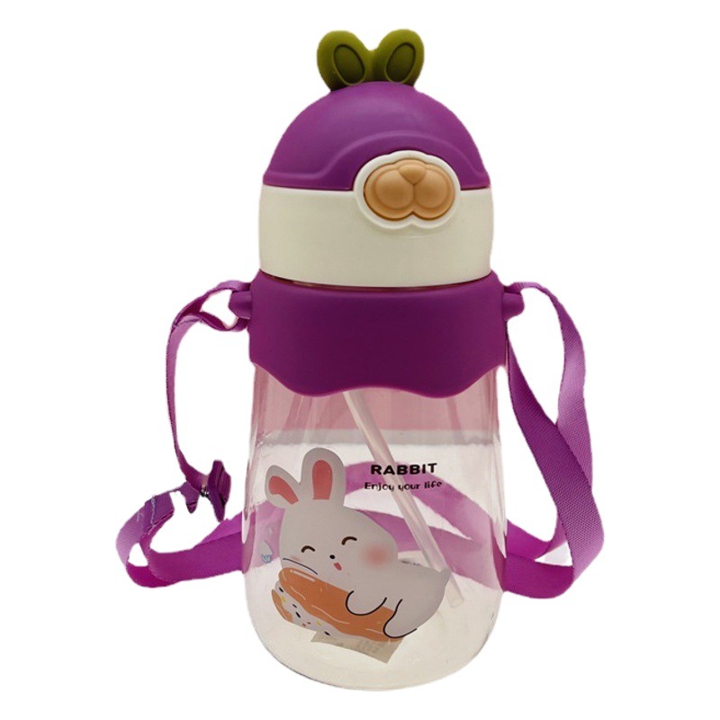 Baijia taza de paja de silicona taza de agua 650ml taza de plástico Correa al aire libre taza de bebida estudiante rebotando conveniente taza de agua