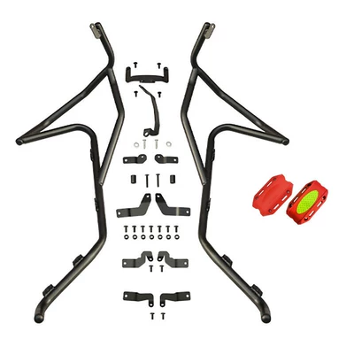 Motorcycle bumper Zongsheng 150X bumper, front and rear - black-carbon-steel-front-bumper-red-rubber