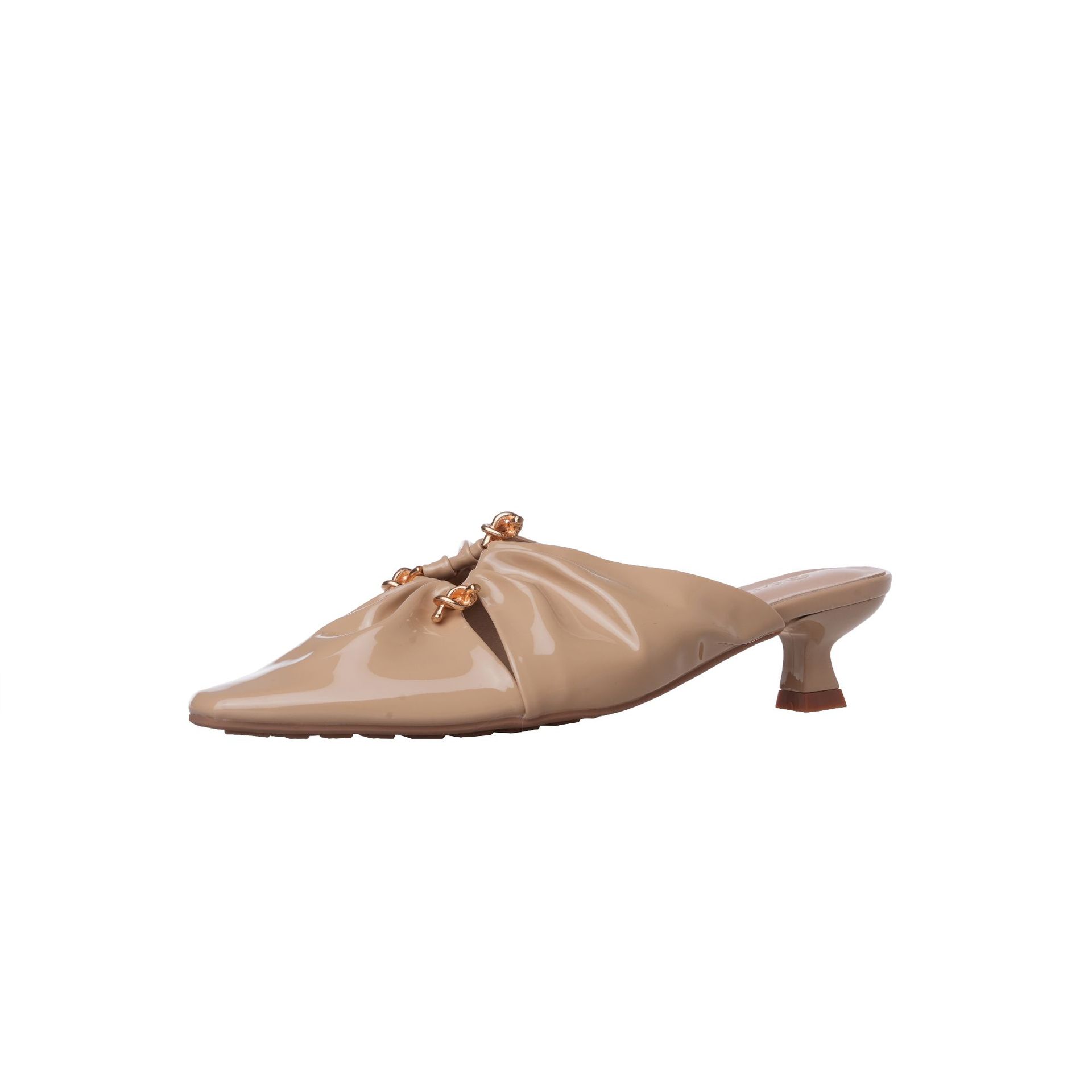 Grava madre ~ nicho de metal triangular hebilla hueco plegado cabeza de la mitad zapatillas de mujer zapatos cuadrados mueller