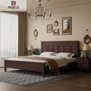Ins Style Solid Wooden Bed Multifunctional 1.5 m 1.8 m Double Bed Modern Simple French Style Bed Master Bedroom Light Luxury Wedding Bed