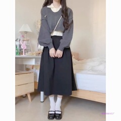 早秋搭配一整套韩剧穿搭时尚百搭针织衫小个子学院风三件套装裙女