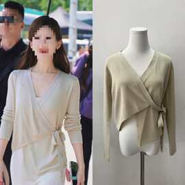 赵露思明星同款小众设计感绑带简约针织开衫薄空调罩衫上衣