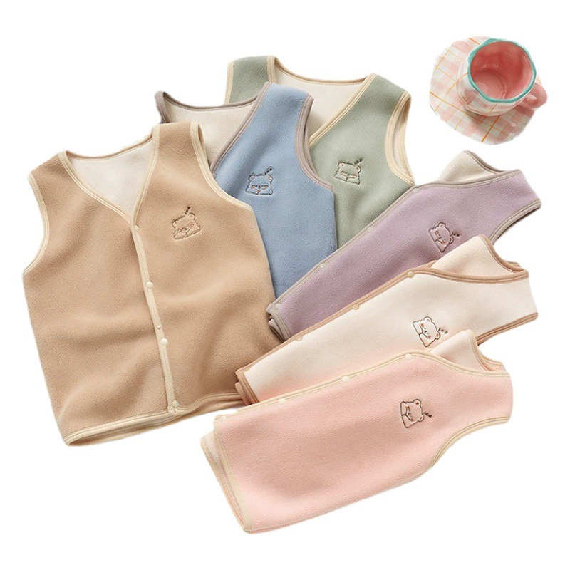 Детский жилет на флисовой подкладке, осенне-зимний теплый жилет для мальчиков и девочек внутри и снаружи, утолщенный жилет детского класса А