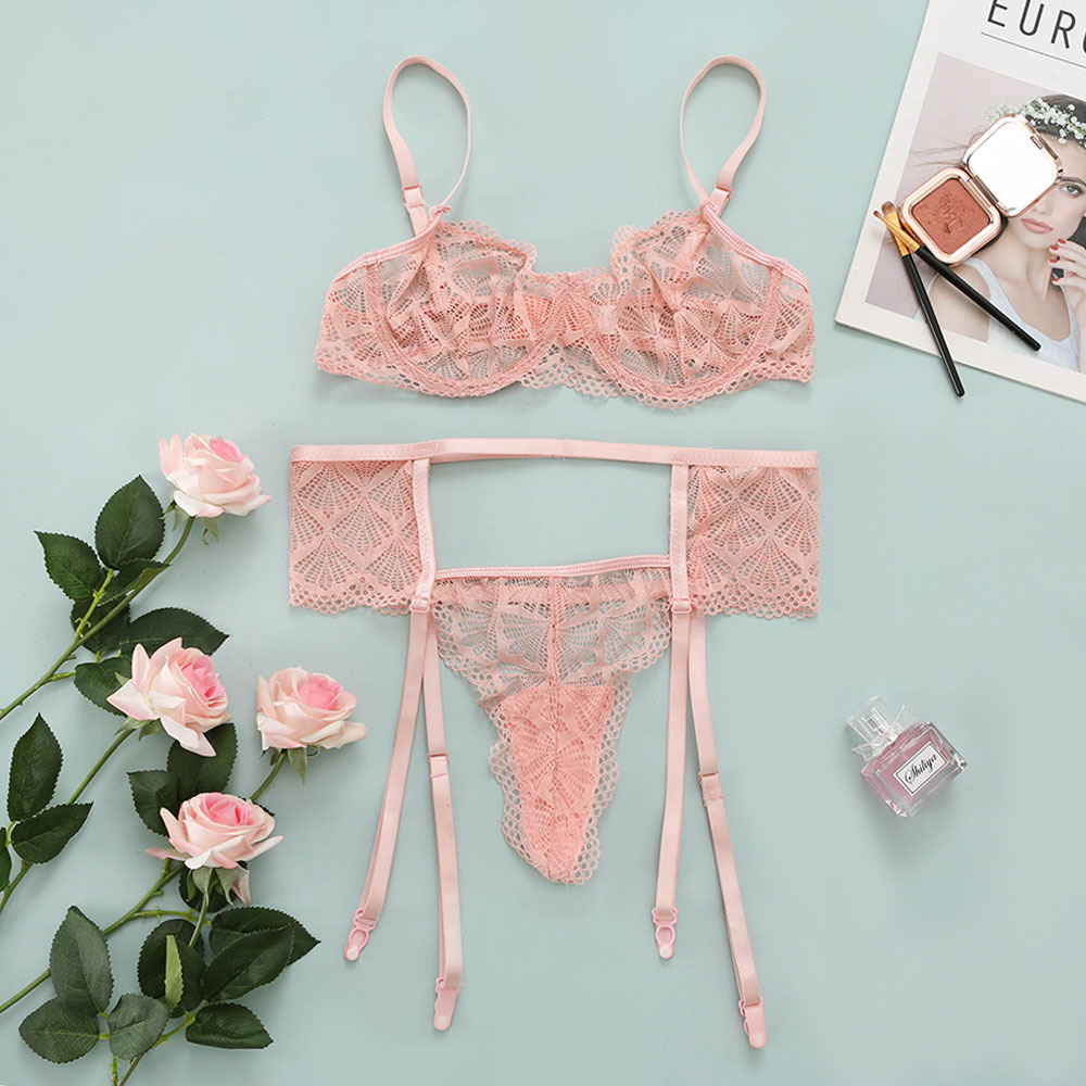 Lace Embroidery With Underwire 2 Piece Underwear NSMDN115283