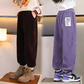 女童裤子春秋季2024新款女孩运动裤外穿卫裤中大童灯芯绒休闲裤潮