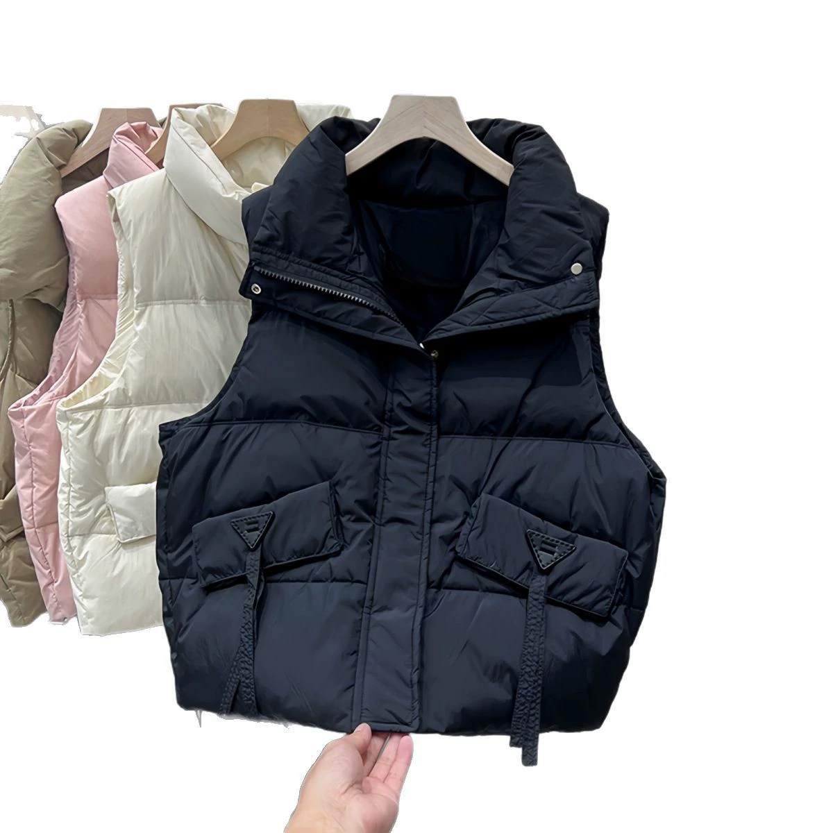 Demi-season down jacket, warm fashionable vest, plus size