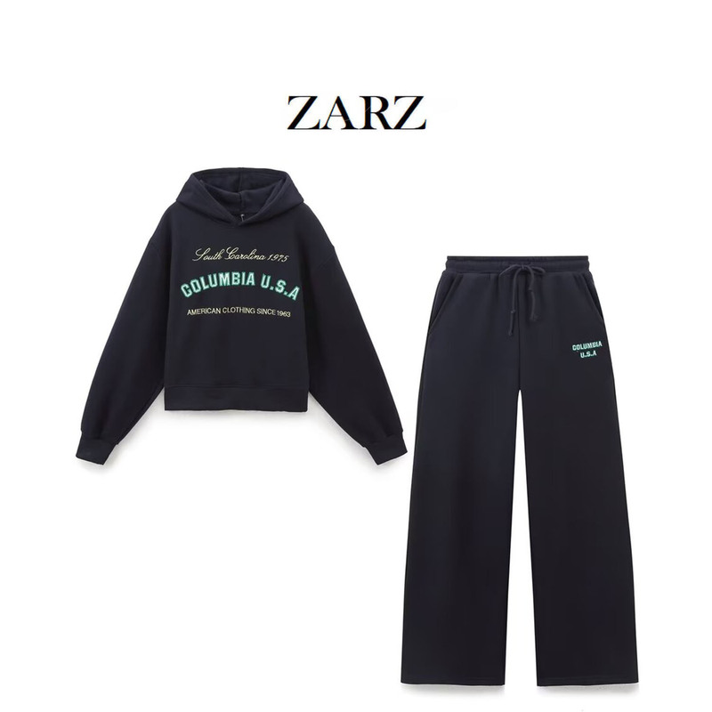 ZARZ Homemade European and American Style New Women's Printed Hooded Sweat Fleece Jogging Pants 4174834