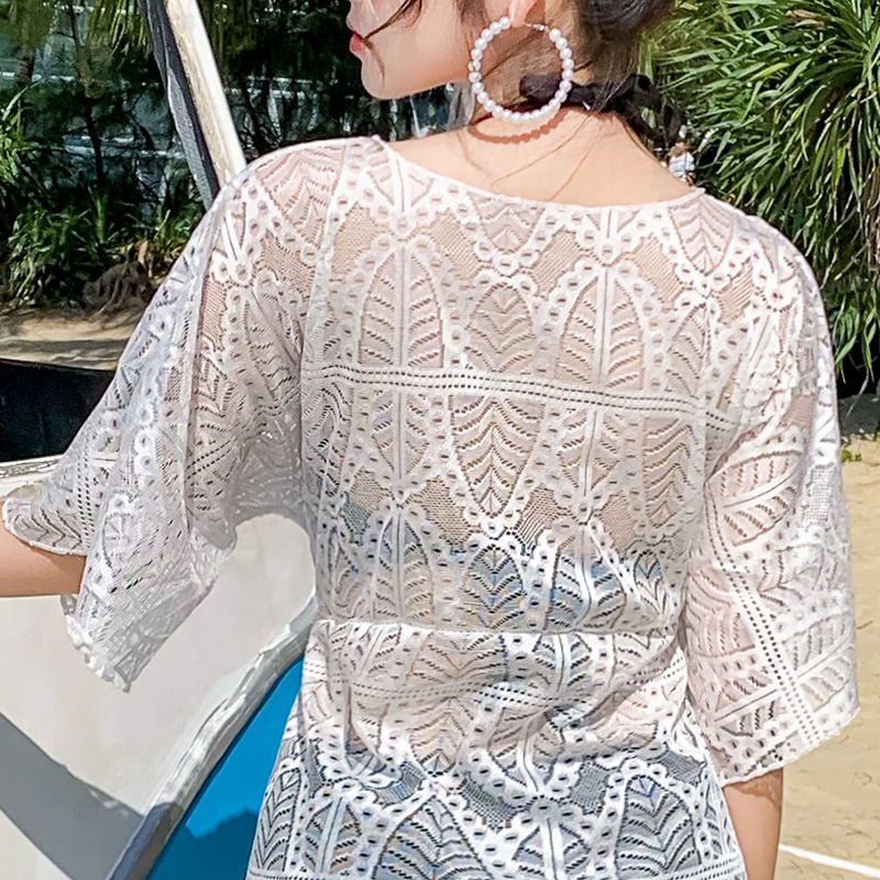 Traje de baño de tres piezas conservador con soporte de acero nuevo adelgazar blusa de moda push up traje de baño de aguas termales de las mujeres