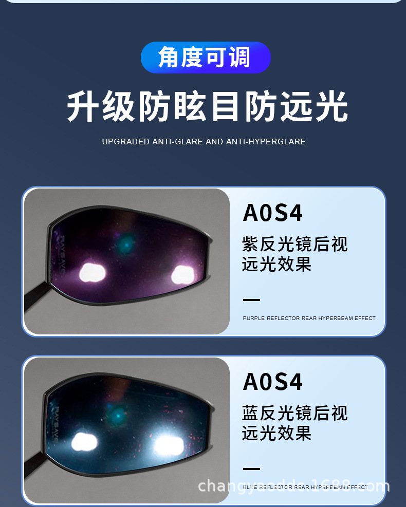 AOS4 universal motorcycle rearview mirror reverse mirror modified universal mirror anti-glare Japanese mirror Mavericks rearview mirror