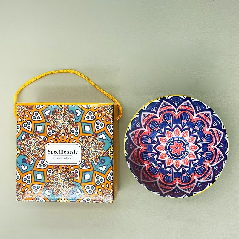 Bohemia tazón de cerámica para regalar tazón de regalo de desayuno transfronterizo tazón de postre esmaltado caja de regalo tazón de arroz image 2