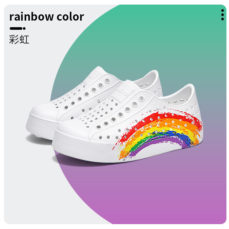 Agujero zapatos de verano niños niñas zapatos de playa lindo de dibujos animados Botas de lluvia padre-hijo antideslizante sandalias impermeables